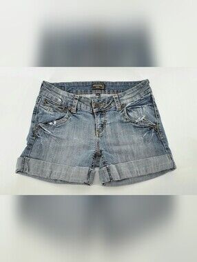 Underground Soul Distressed Cuffed Denim Jean Shorts Medium Wash - Junior Size 9